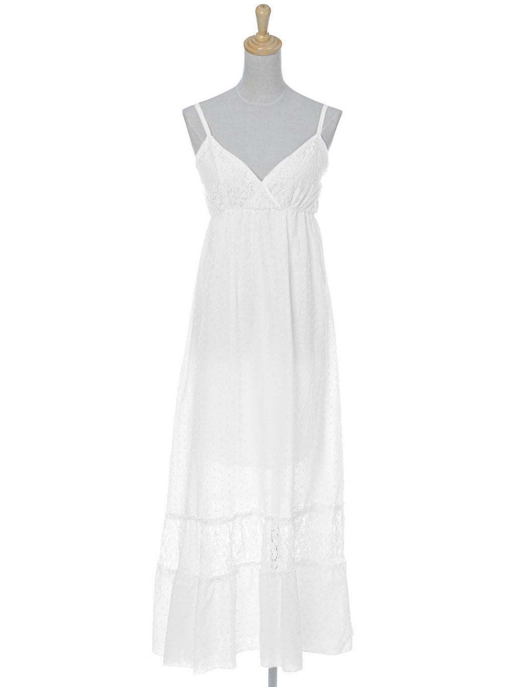 Sweetheart Neckline Clip Dot Lace Maxi Dress
