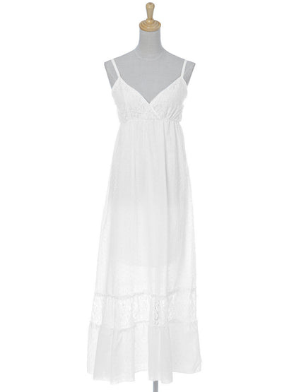 Sweetheart Neckline Clip Dot Lace Maxi Dress