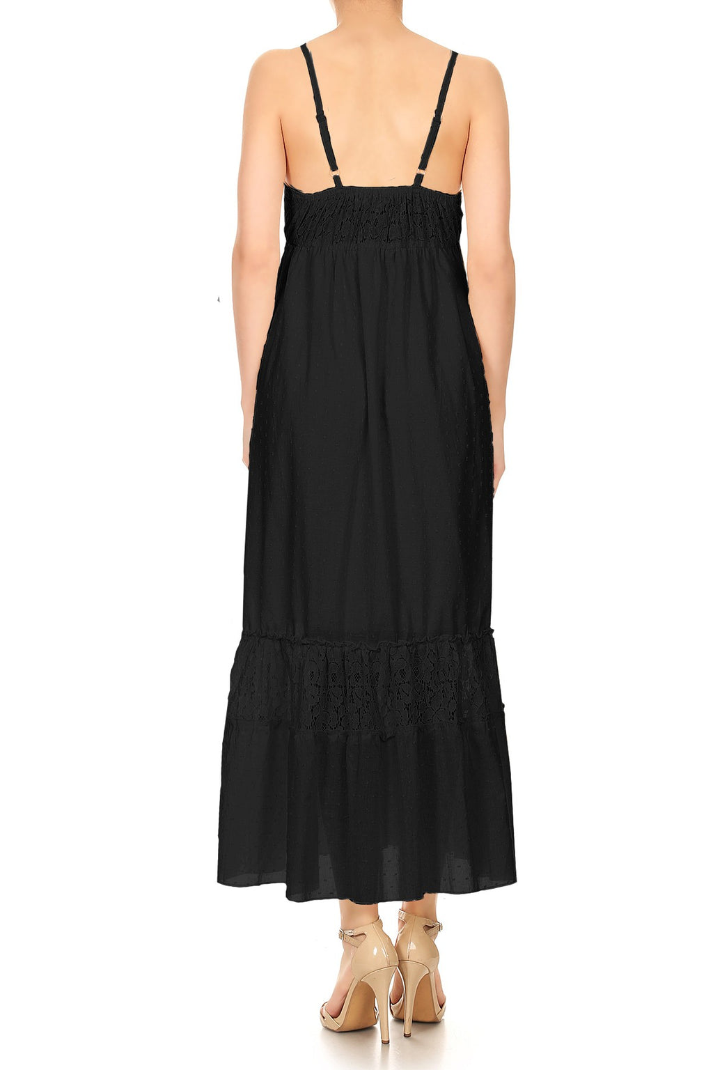 Sweetheart Neckline Clip Dot Lace Maxi Dress