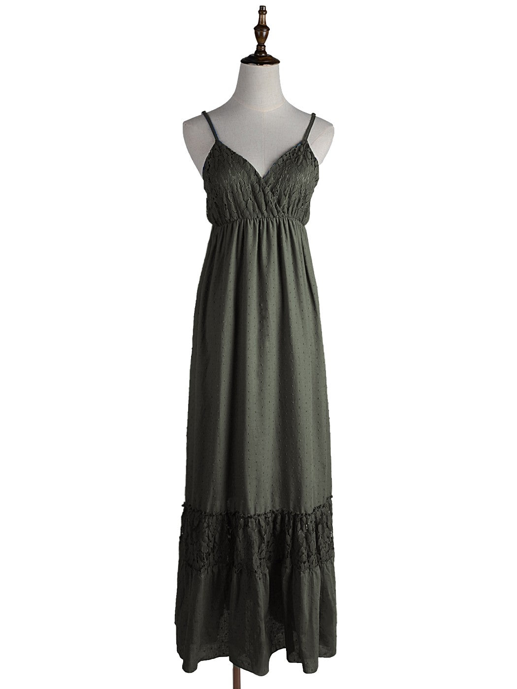 Sweetheart Neckline Clip Dot Lace Maxi Dress