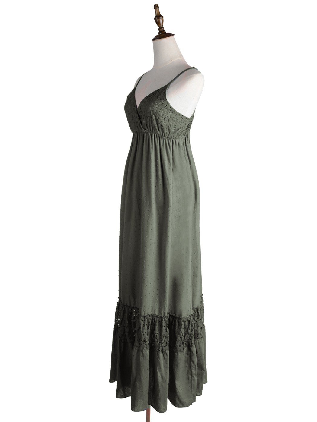 Sweetheart Neckline Clip Dot Lace Maxi Dress