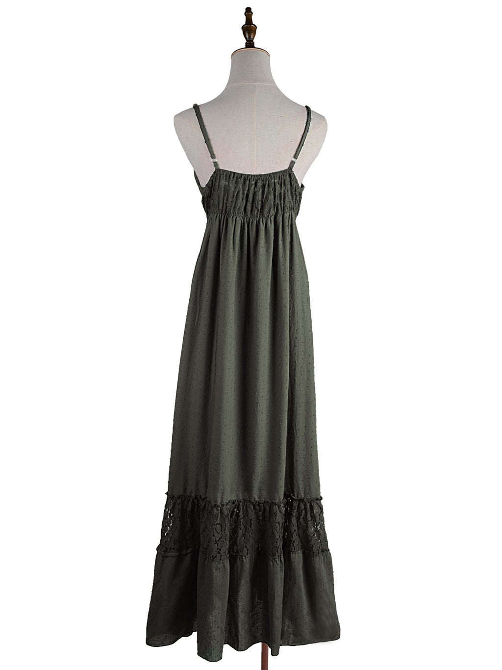 Sweetheart Neckline Clip Dot Lace Maxi Dress