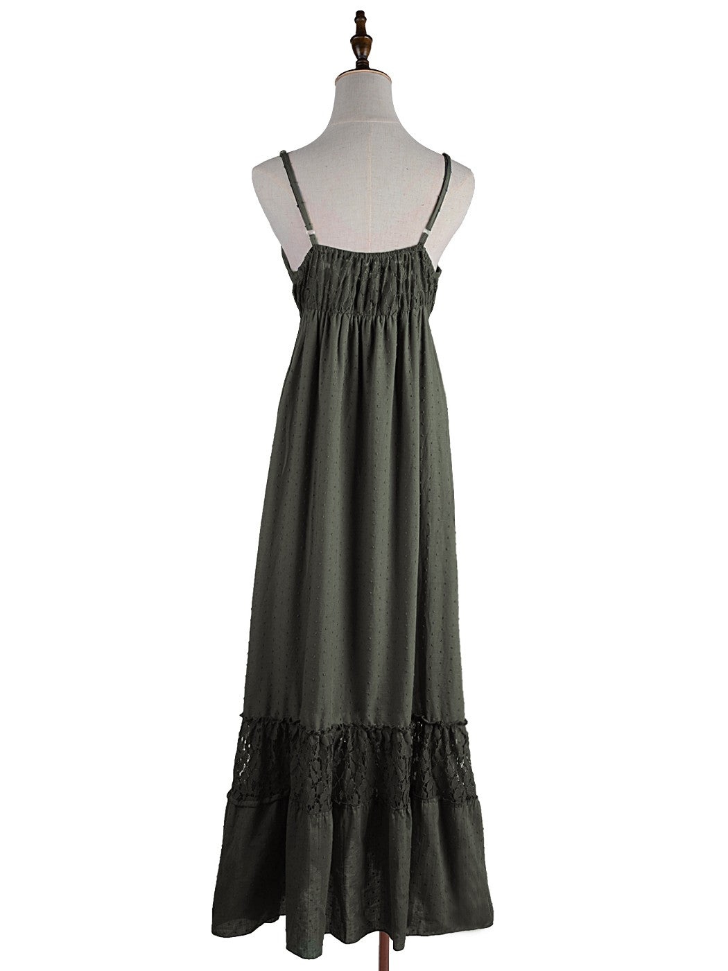 Sweetheart Neckline Clip Dot Lace Maxi Dress