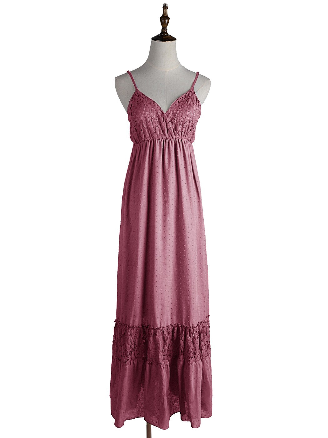 Sweetheart Neckline Clip Dot Lace Maxi Dress
