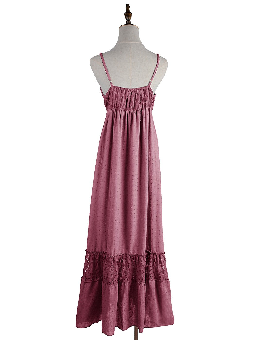 Sweetheart Neckline Clip Dot Lace Maxi Dress