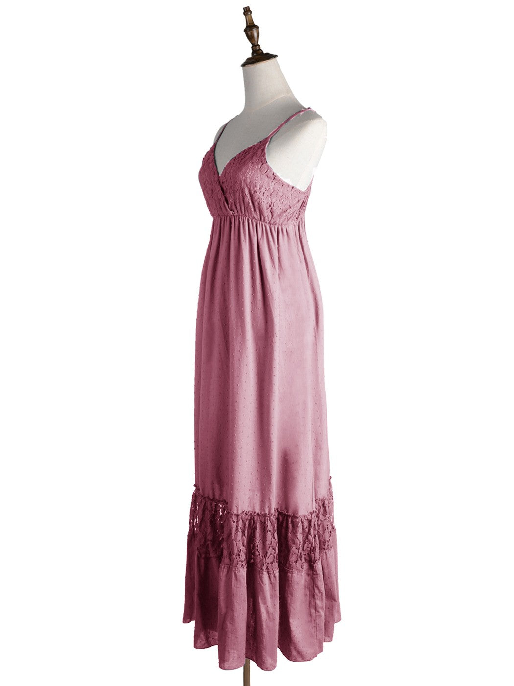 Sweetheart Neckline Clip Dot Lace Maxi Dress