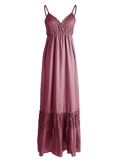 Sweetheart Neckline Clip Dot Lace Maxi Dress