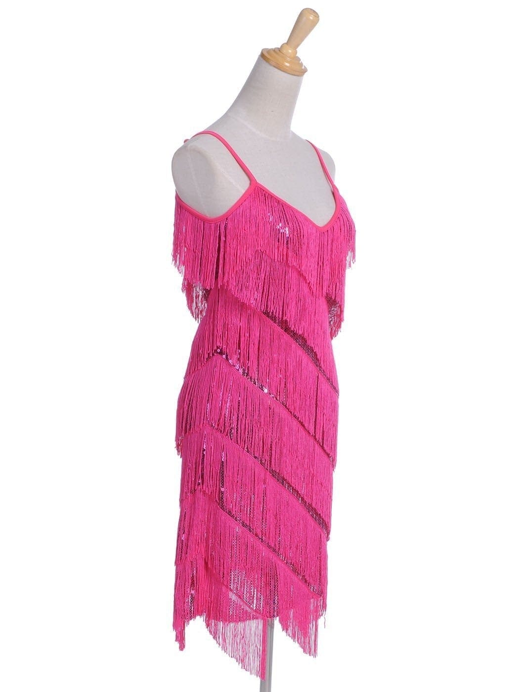 Vestido midi estilo flapper con flecos y lentejuelas