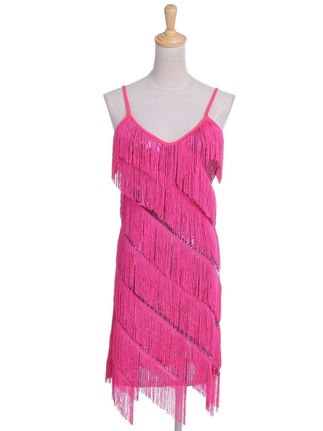 Vestido midi estilo flapper con flecos y lentejuelas