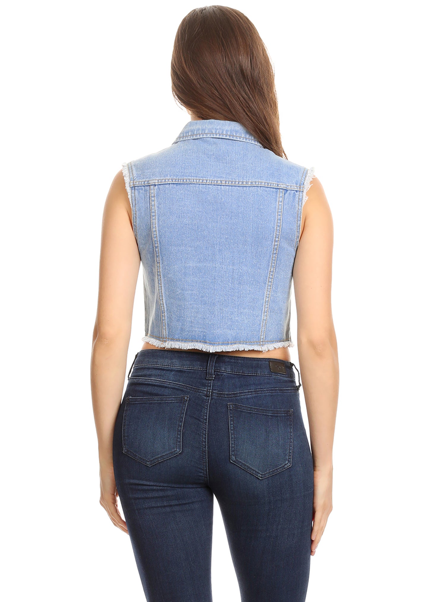 Cotton Denim Cropped Vest