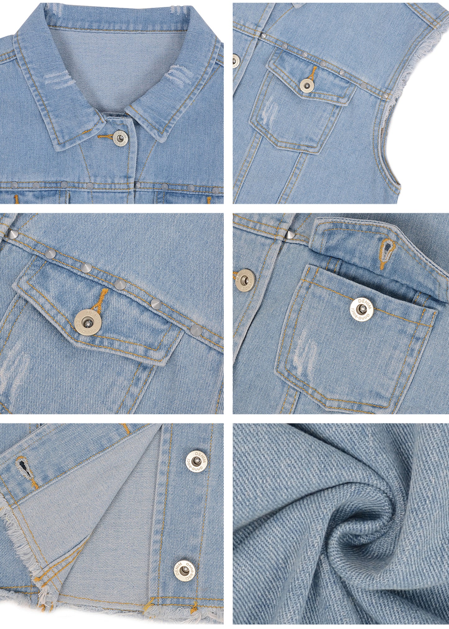 Cotton Denim Cropped Vest