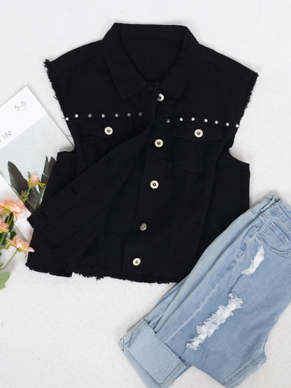 Cotton Denim Cropped Vest
