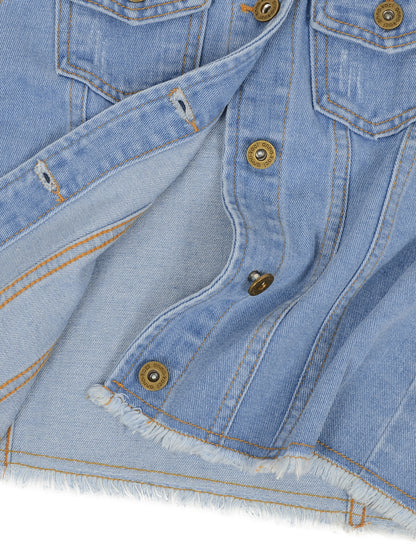 Cotton Denim Cropped Vest