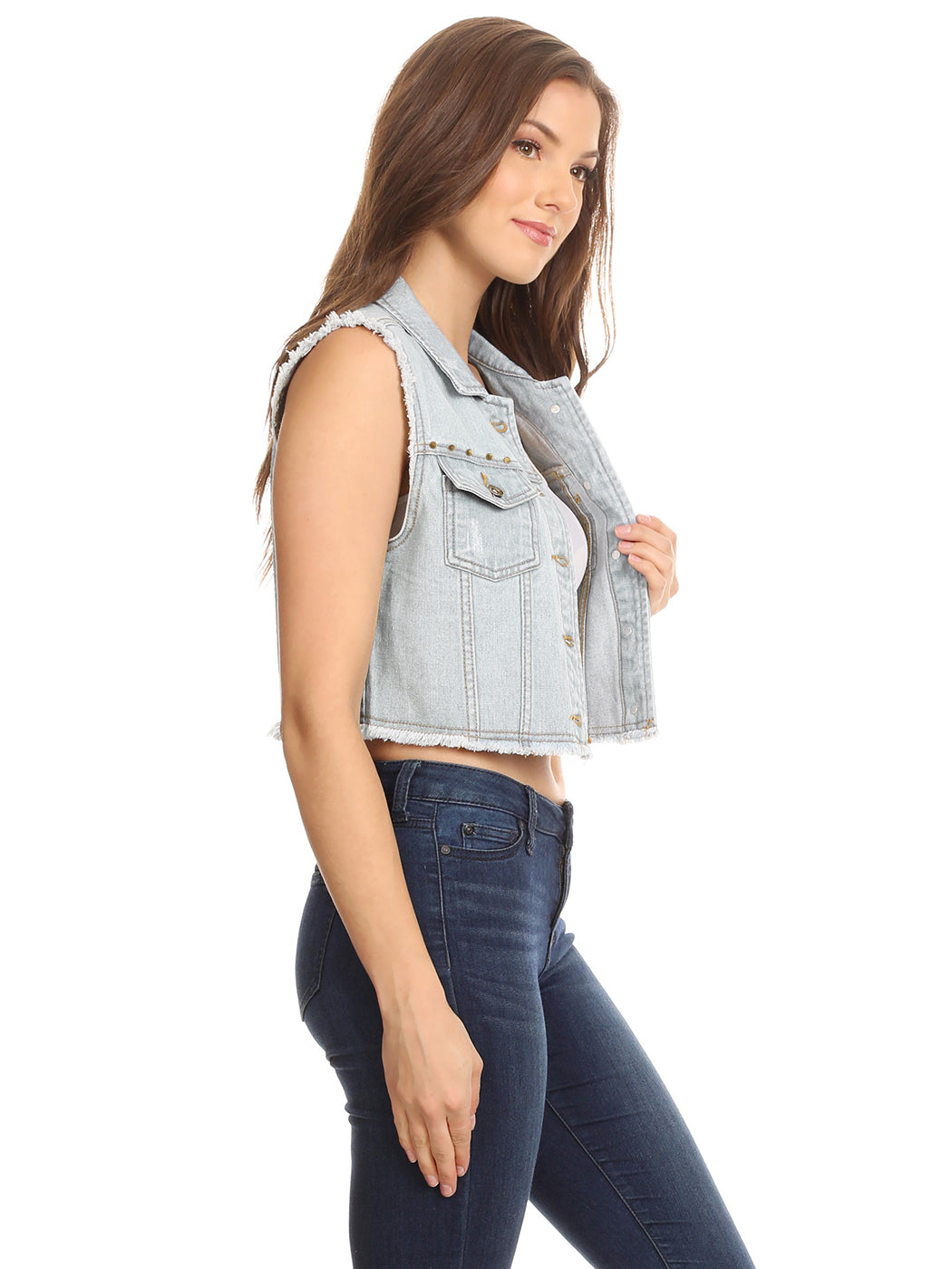 Cotton Denim Cropped Vest