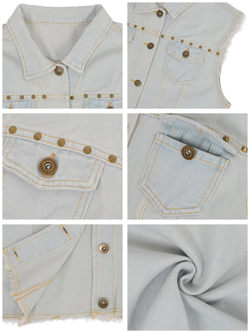Cotton Denim Cropped Vest