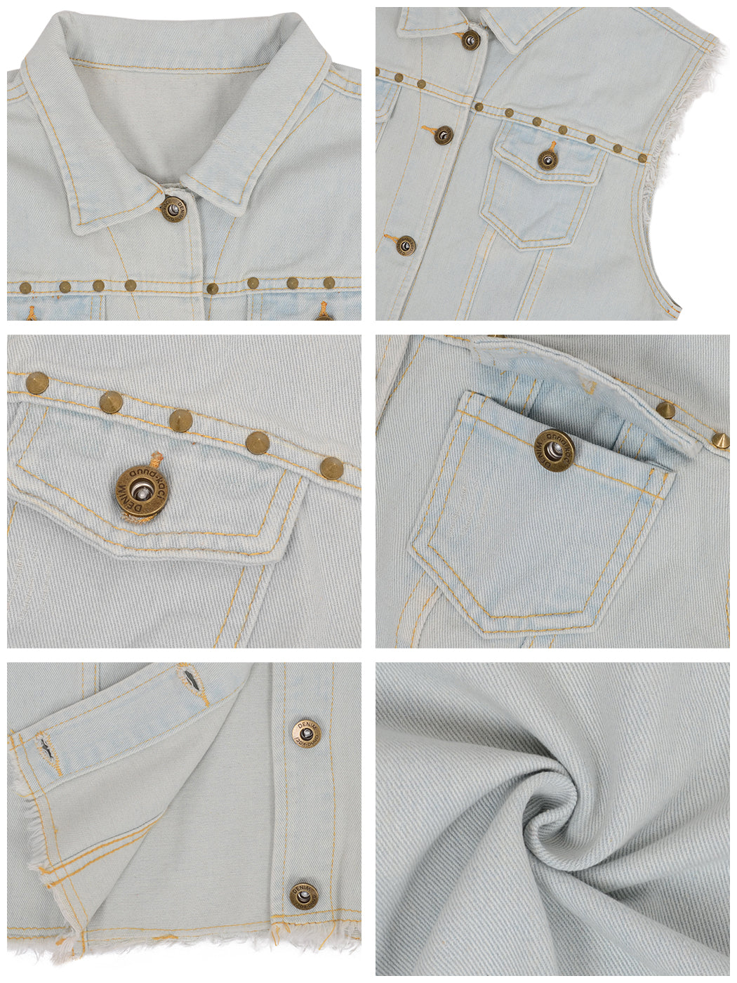 Cotton Denim Cropped Vest