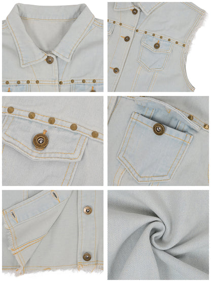 Cotton Denim Cropped Vest