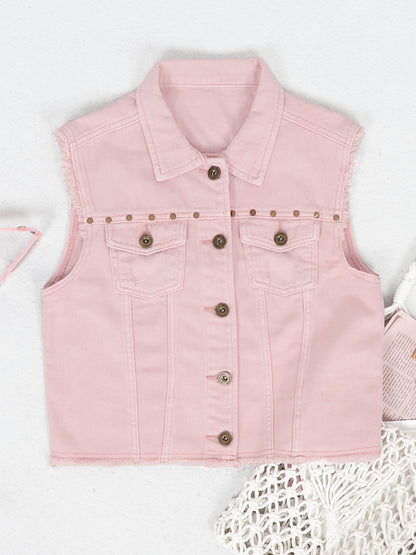 Cotton Denim Cropped Vest