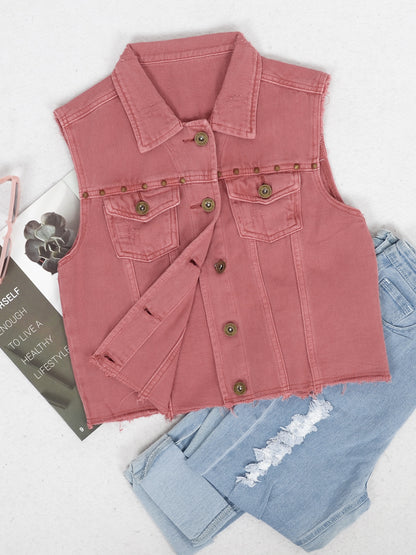 Cotton Denim Cropped Vest