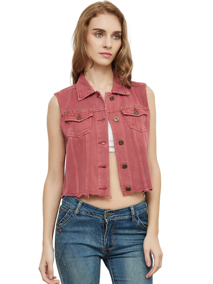 Cotton Denim Cropped Vest