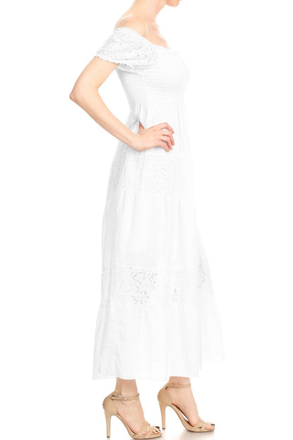 Off Shoulder Lace Maxi Dress