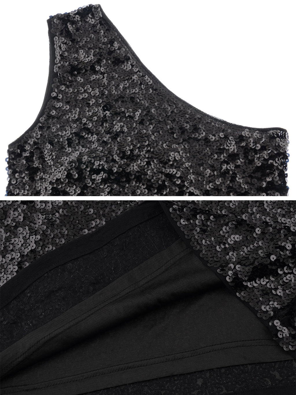 Minivestido de lentejuelas con un solo hombro