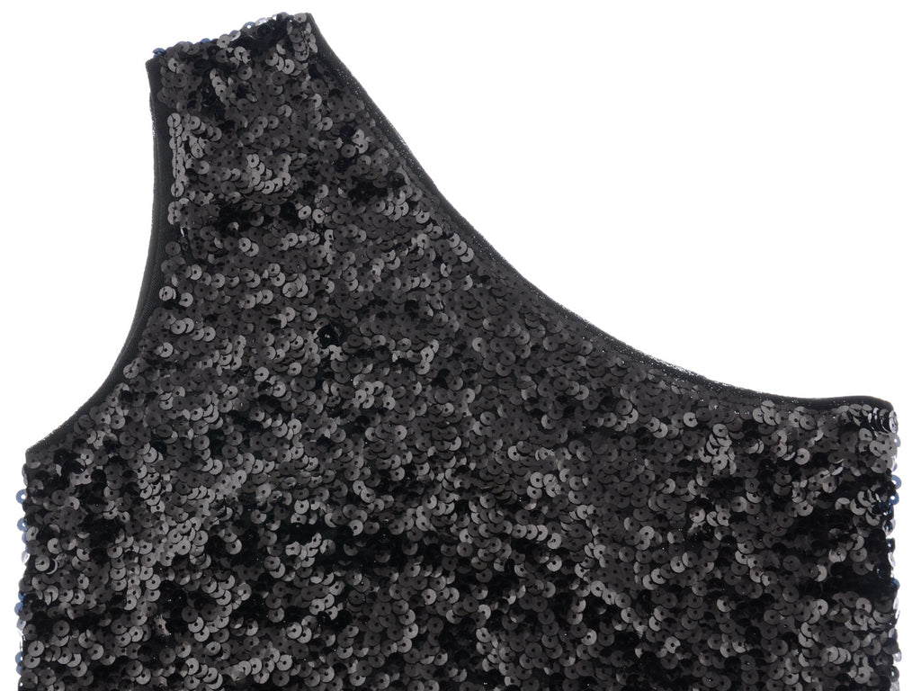 Minivestido de lentejuelas con un solo hombro