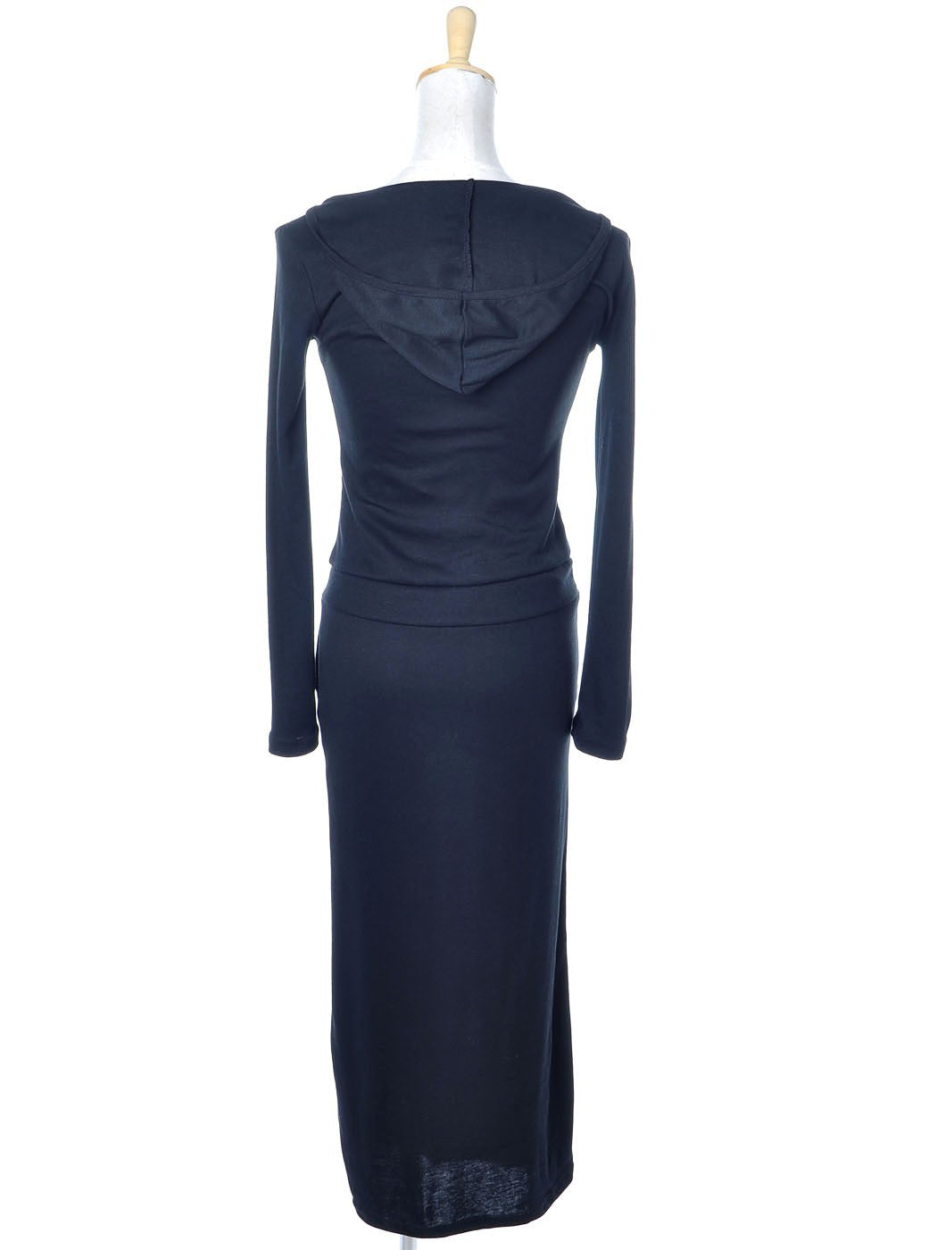 Vestido con escote redondo y capucha de manga larga en talla S/M