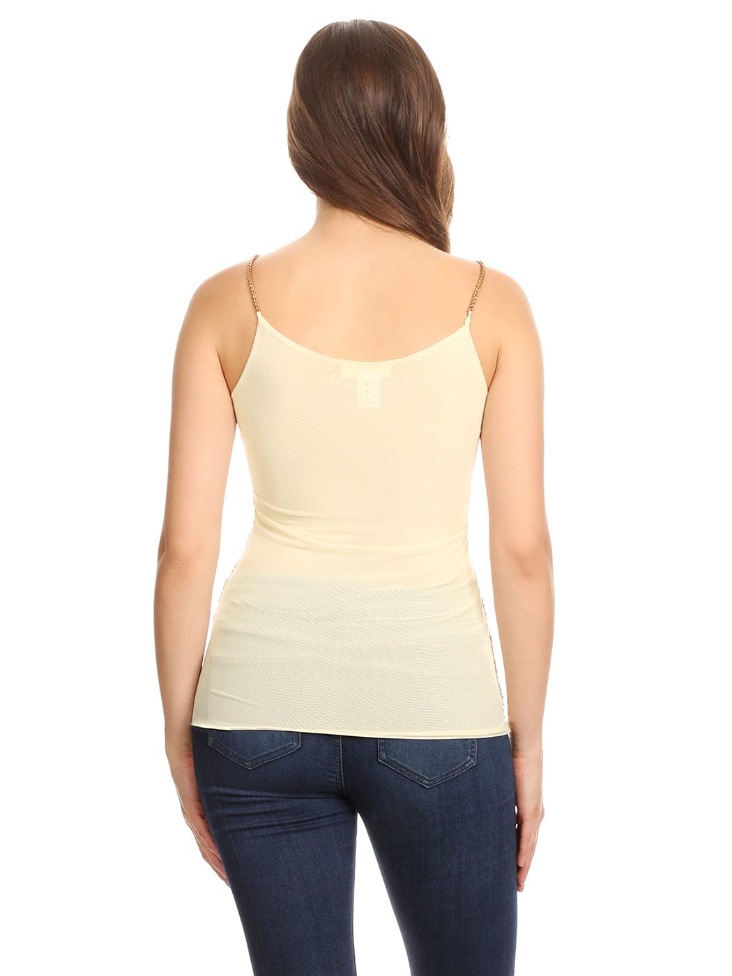 Camisola de tirantes finos con lentejuelas y cadena de metal brillante para mujer de Anna-Kaci para fiestas y clubes