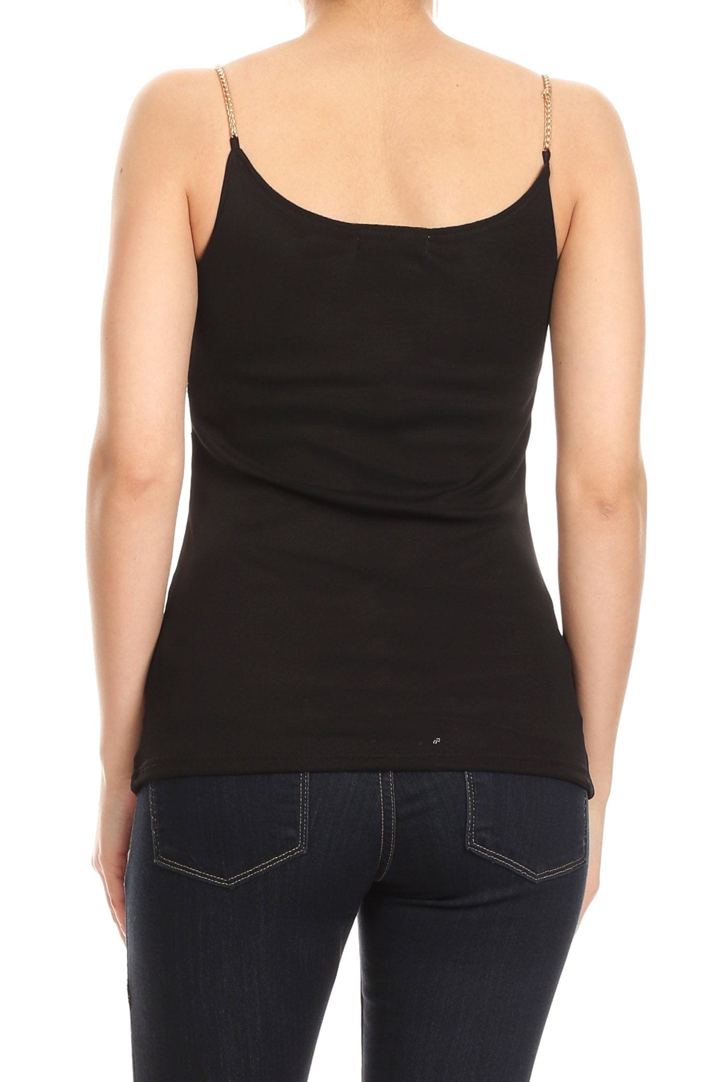Camisola de tirantes finos con lentejuelas y cadena de metal brillante para mujer de Anna-Kaci para fiestas y clubes