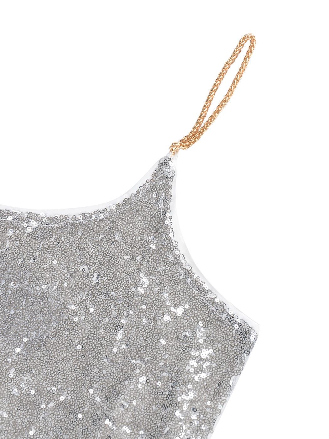 Camisola de tirantes finos con lentejuelas y cadena de metal brillante para mujer de Anna-Kaci para fiestas y clubes