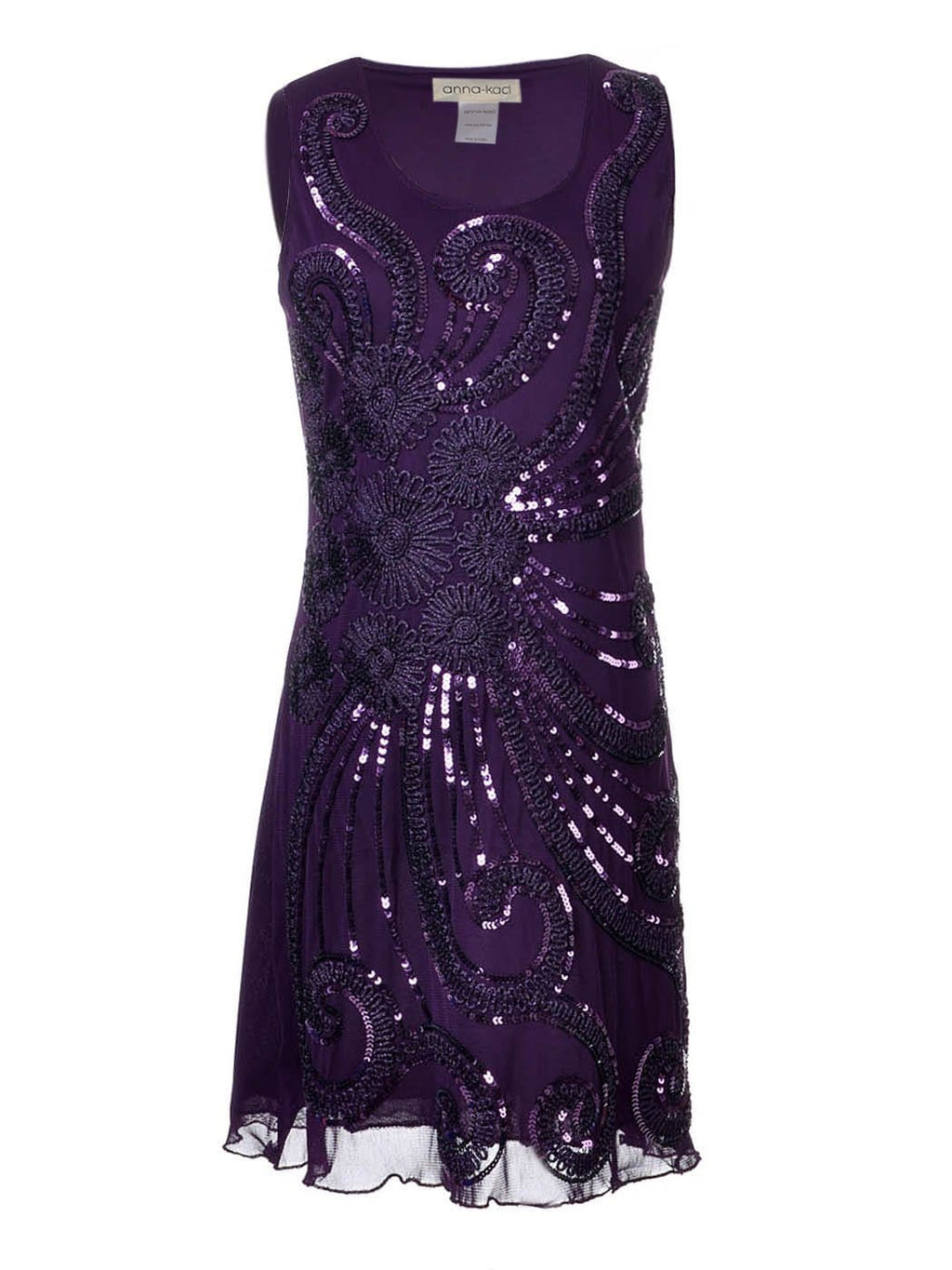 Vestido sin mangas con bordado floral y lentejuelas con cuentas