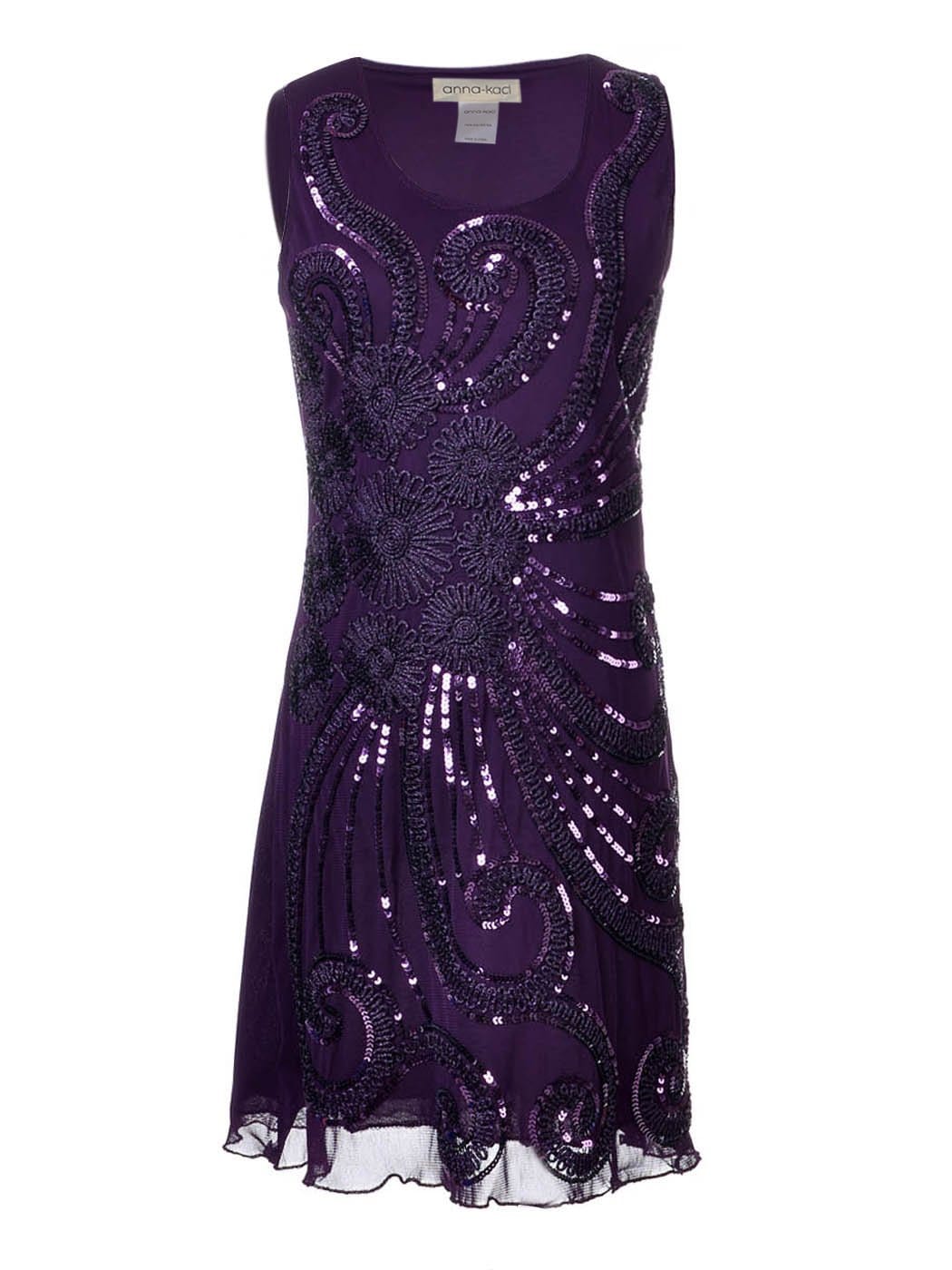 Vestido sin mangas con bordado floral y lentejuelas con cuentas