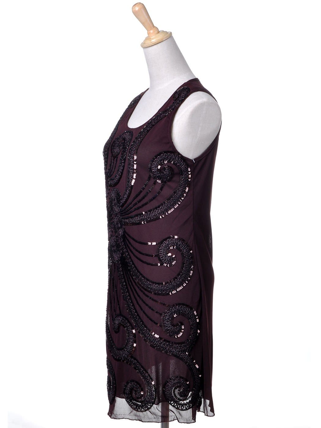 Vestido sin mangas con bordado floral y lentejuelas con cuentas