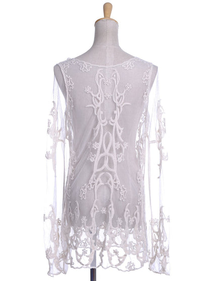 Blusa túnica con diseño divino elaborado en color beige con ajuste S/M