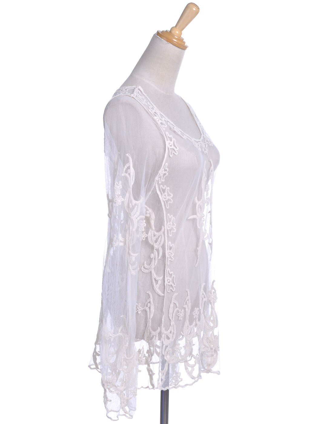 Blusa túnica con diseño divino elaborado en color beige con ajuste S/M