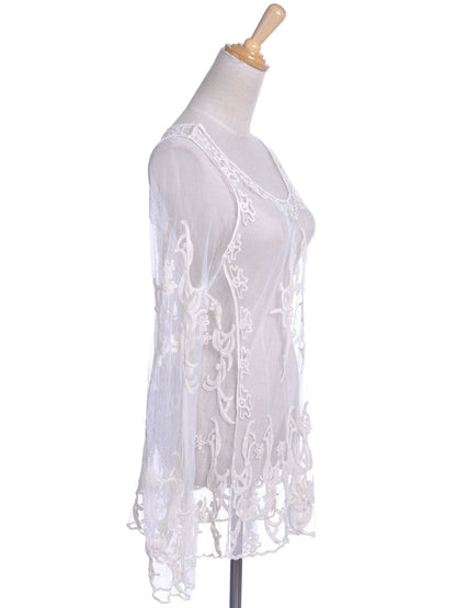 Blusa túnica con diseño divino elaborado en color beige con ajuste S/M