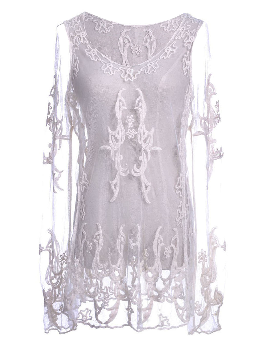 Blusa túnica con diseño divino elaborado en color beige con ajuste S/M