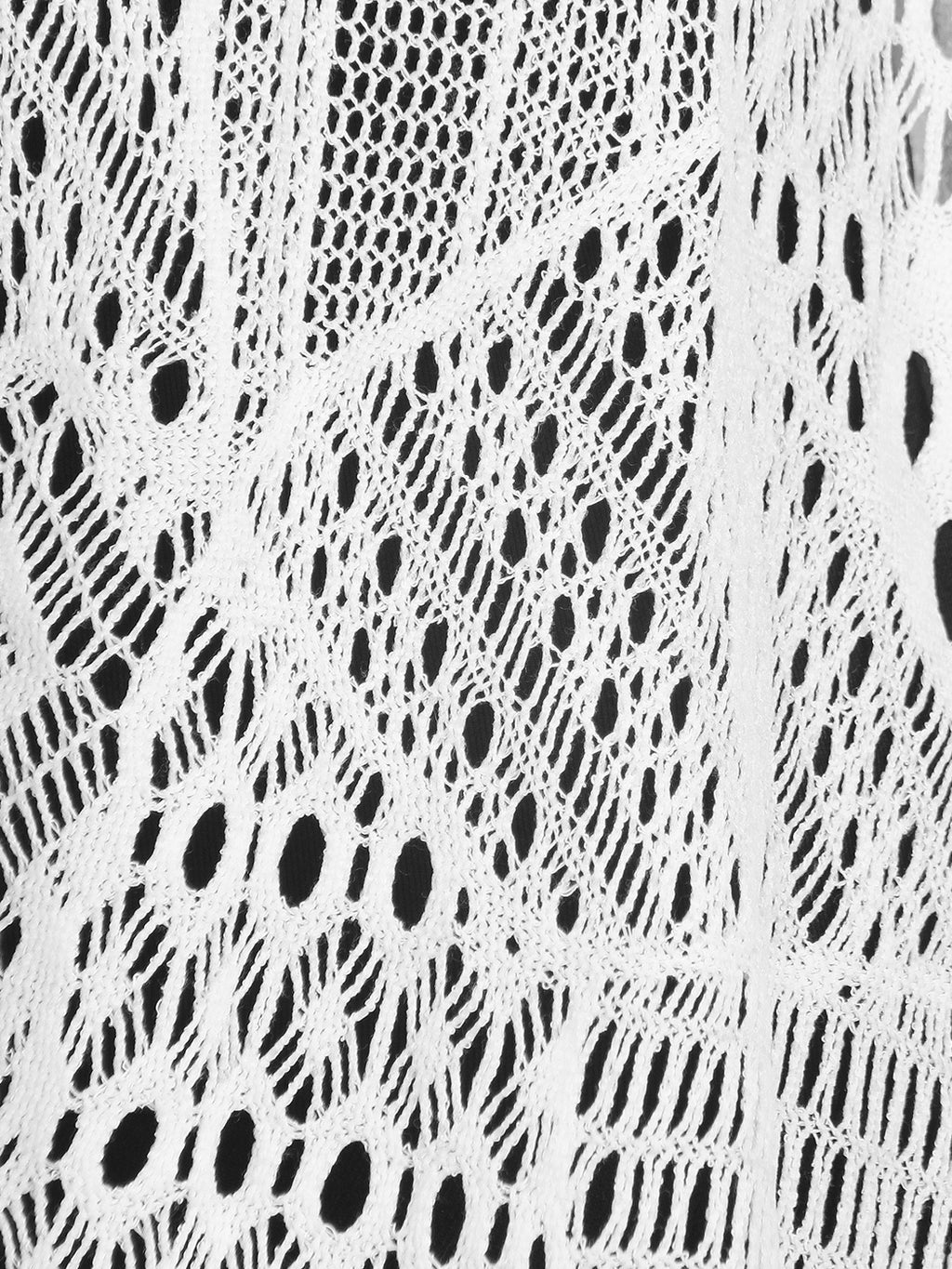 Cárdigan tipo chal de crochet abierto al frente sin mangas para mujer 