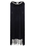 Vestido mini con flecos y cadena en el cuello trenzado