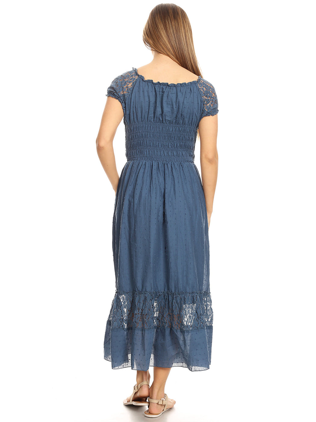 Vestido largo de encaje bohemio renacentista
