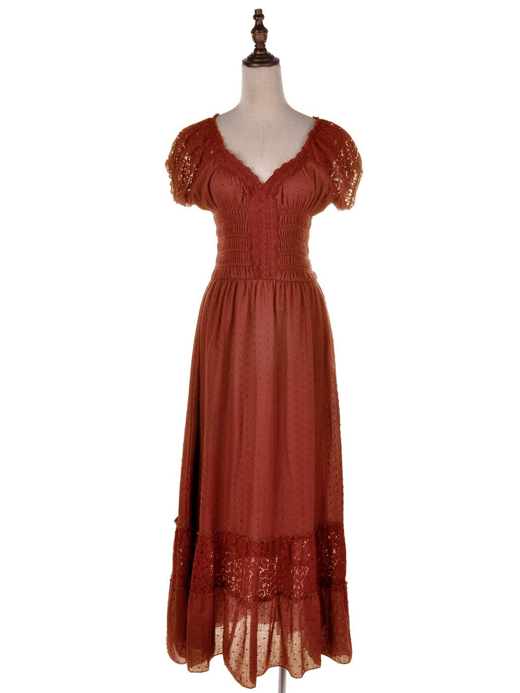 Vestido largo de encaje bohemio renacentista