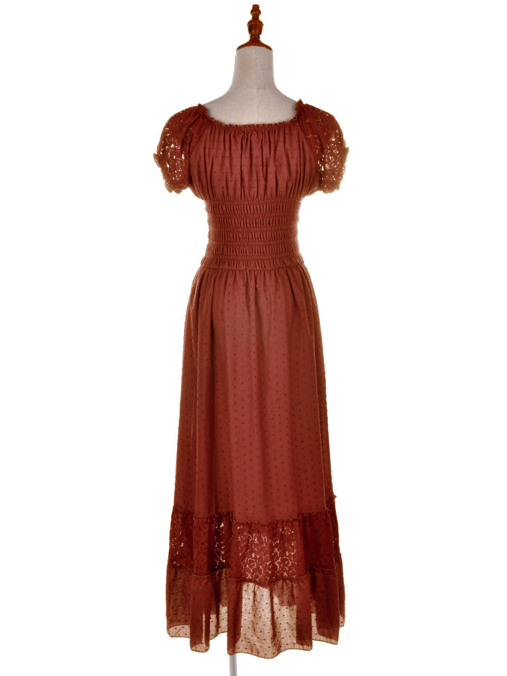 Vestido largo de encaje bohemio renacentista