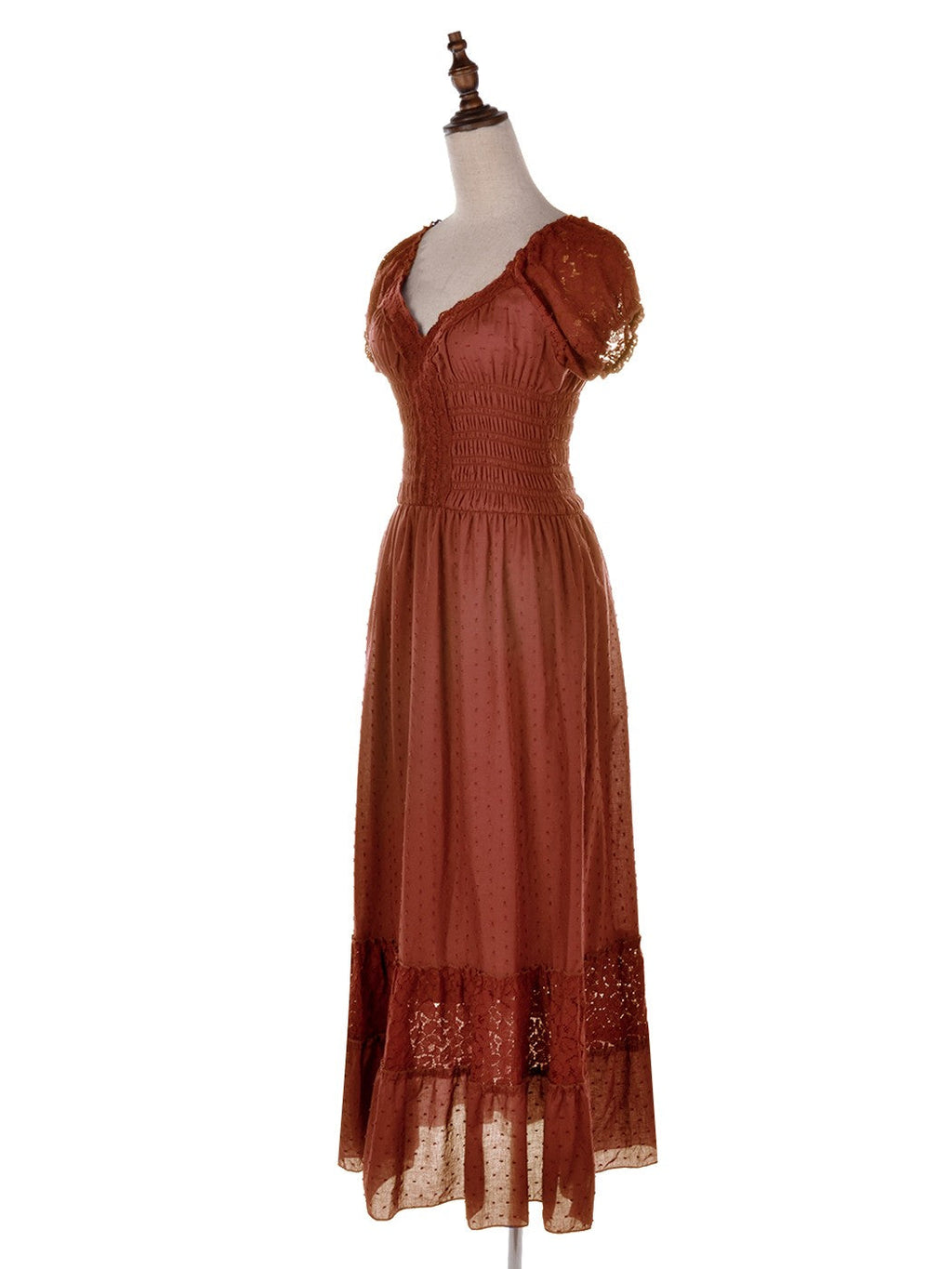 Vestido largo de encaje bohemio renacentista