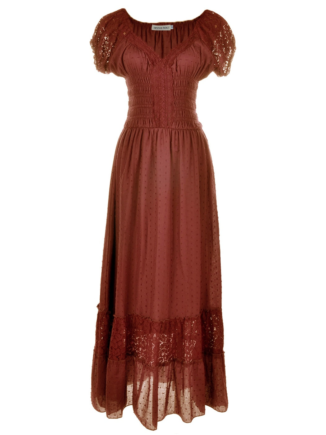 Vestido largo de encaje bohemio renacentista