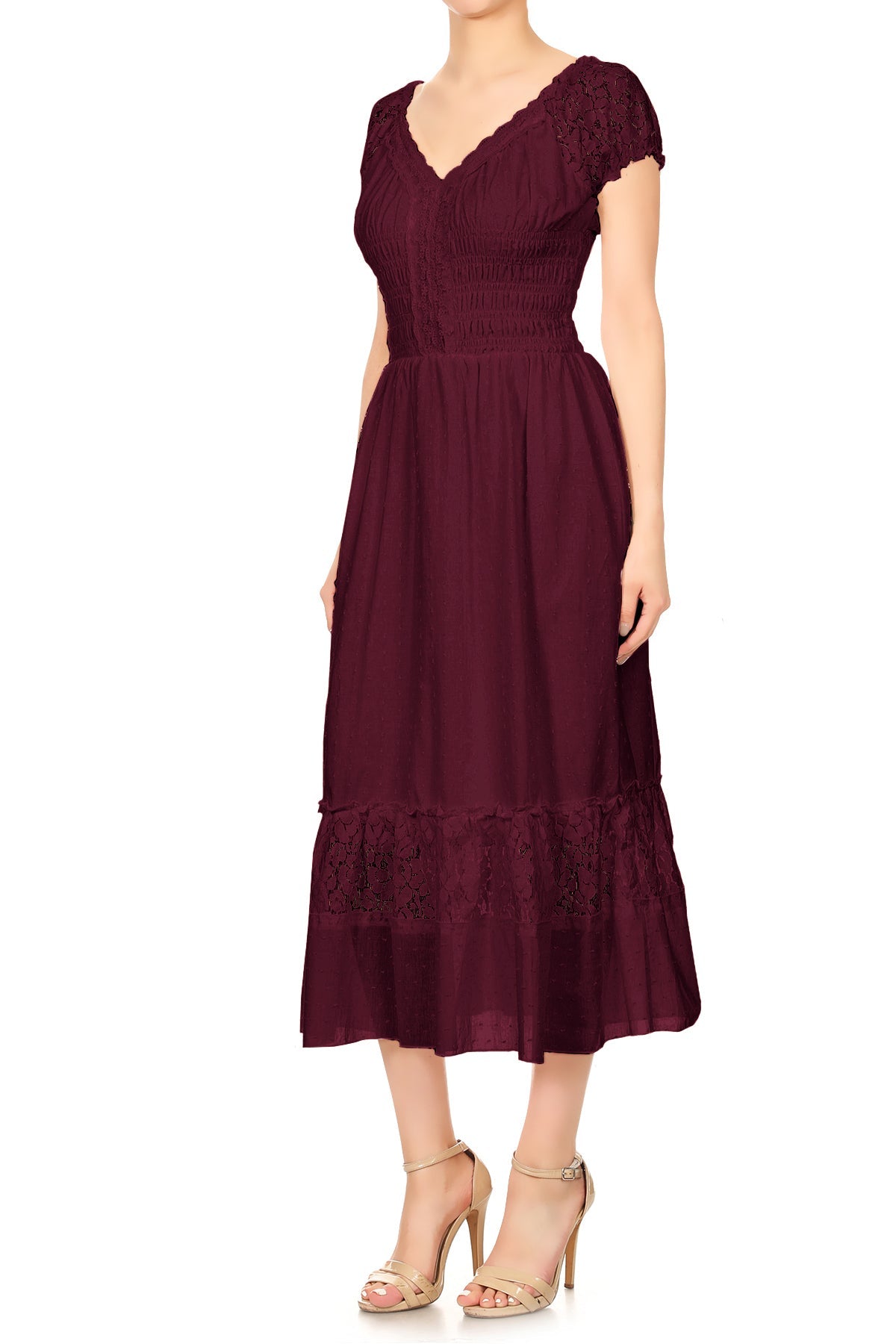 Vestido largo de encaje bohemio renacentista