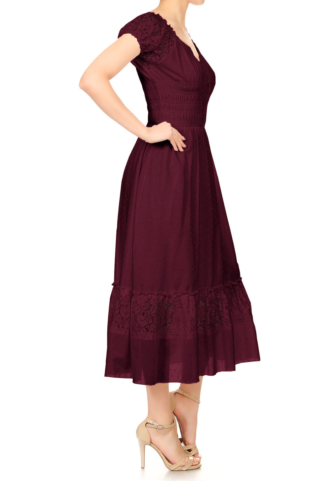 Vestido largo de encaje bohemio renacentista