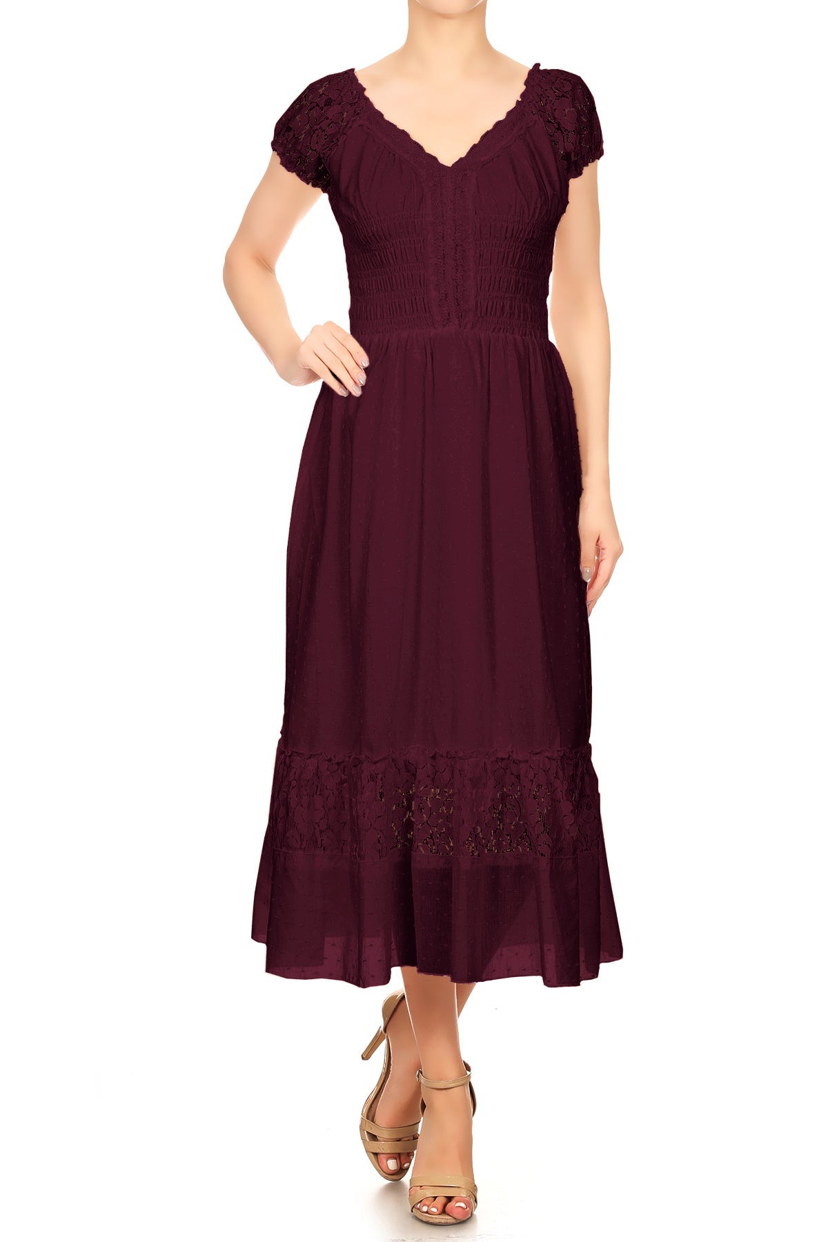 Vestido largo de encaje bohemio renacentista