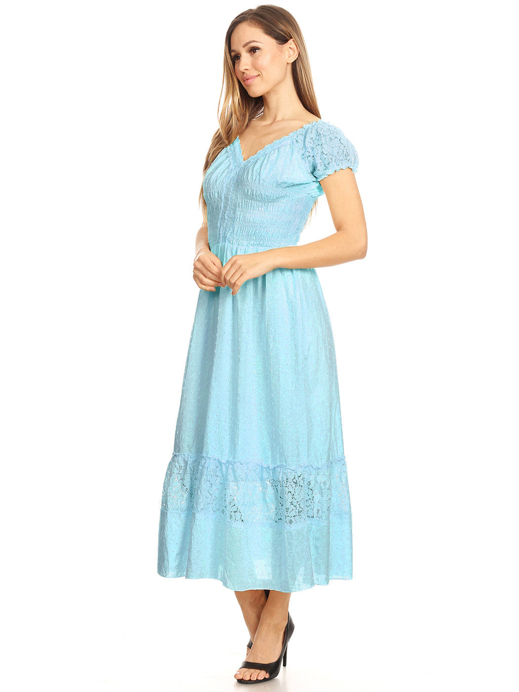 Vestido largo de encaje bohemio renacentista