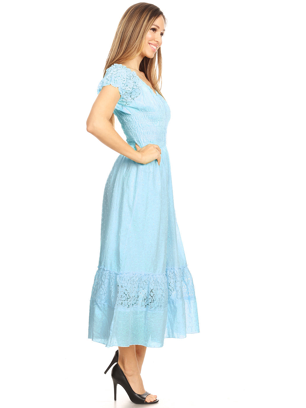 Vestido largo de encaje bohemio renacentista